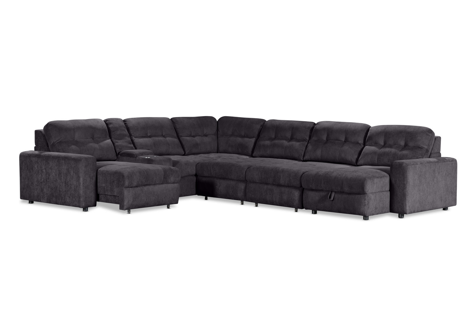 BEVERLY FABRIC 6S Corner with 3 Electric Slide-out Recliners & RHF Chaise – image 4 of 13