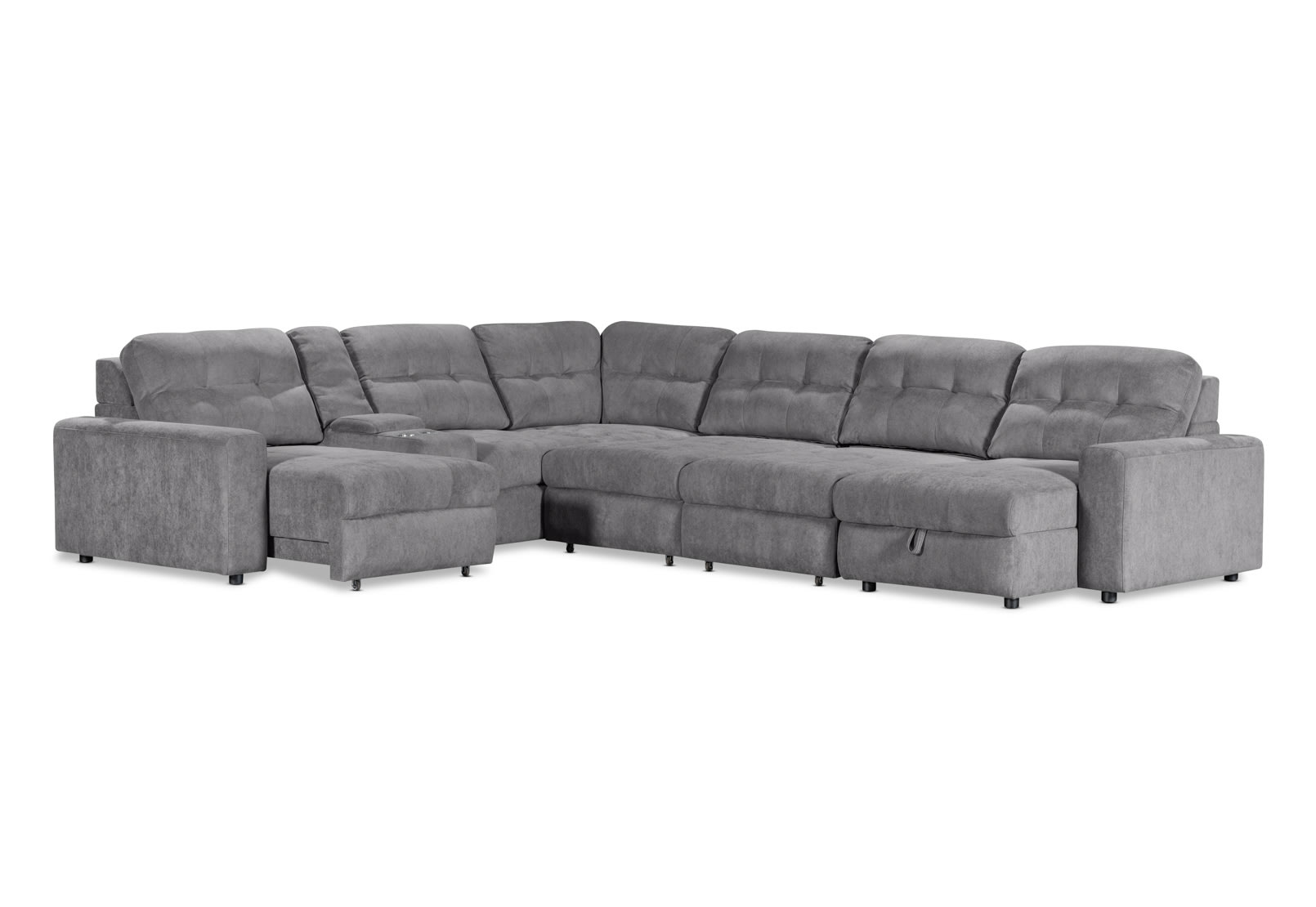 BEVERLY FABRIC 6S Corner with 3 Electric Slide-out Recliners & RHF Chaise – image 5 of 15