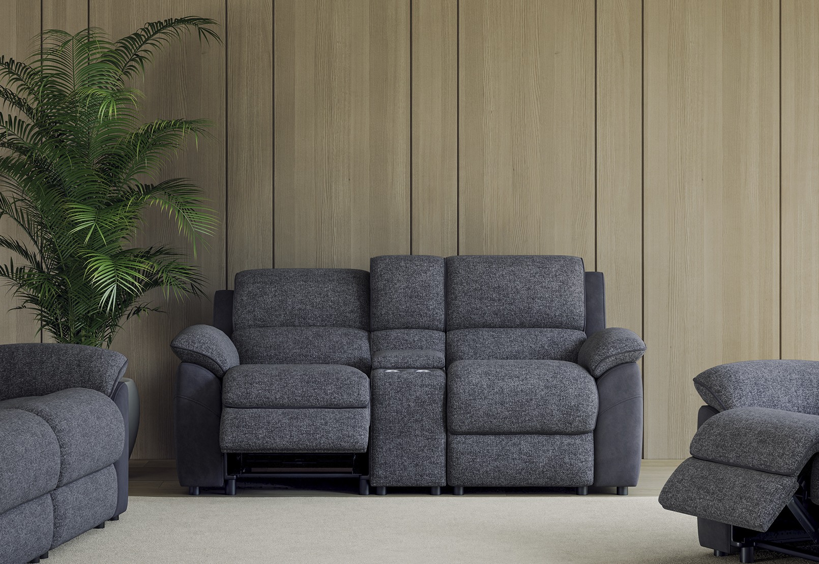 BRIXTON FABRIC 2 Seater Sofa Electric Recliner with Console – image 1 of 16