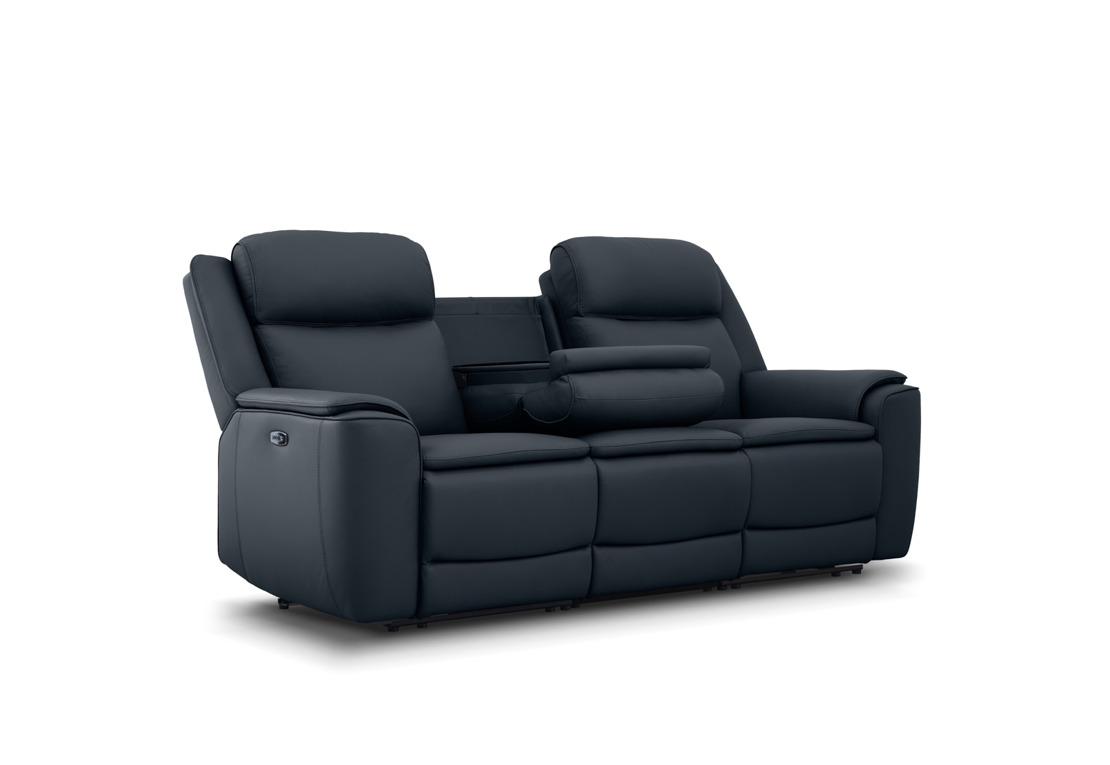 GLUSMAN LEATHER 3 Seater Sofa Electric Recliner with Drop-Down Table – image 3 of 9