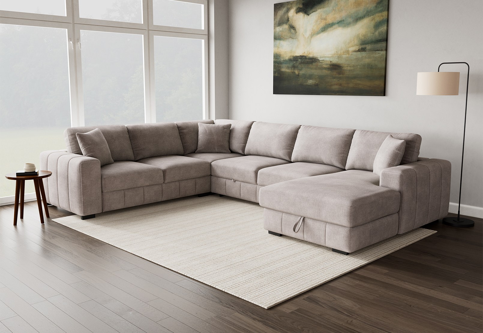 ANWEN FABRIC RHF Corner Chaise with Sofa Bed – image 1 of 6