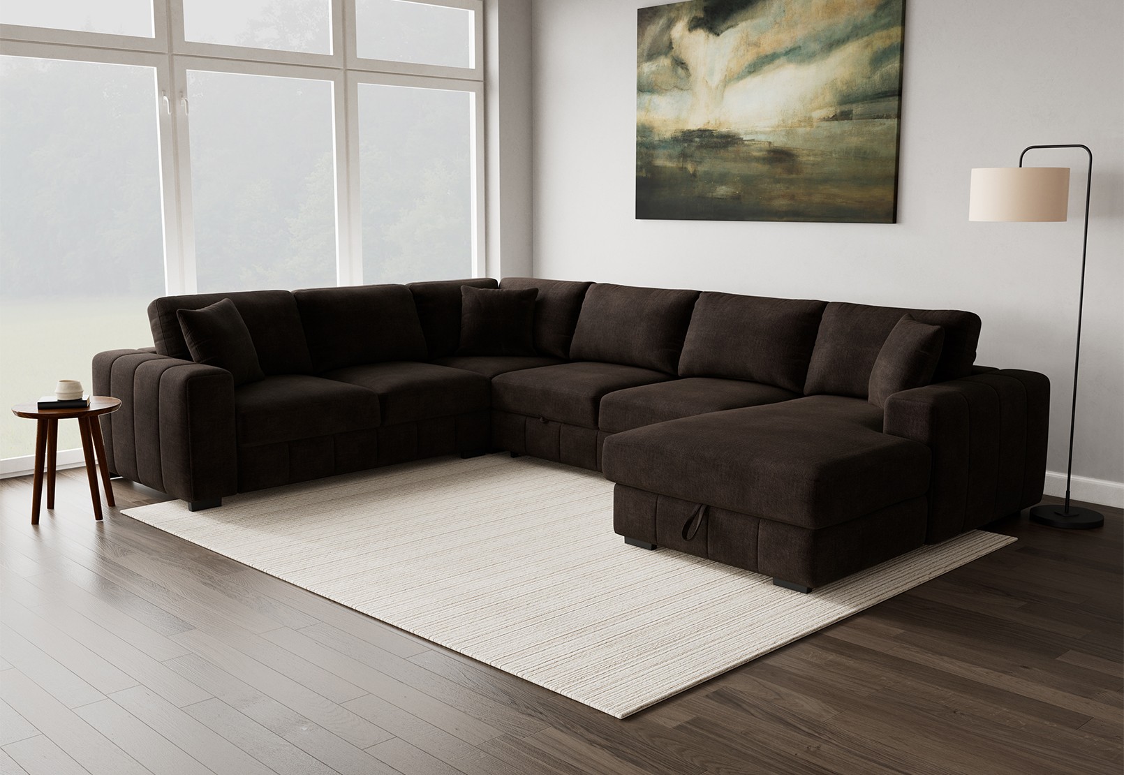 ANWEN FABRIC RHF Corner Chaise with Sofa Bed – image 1 of 6