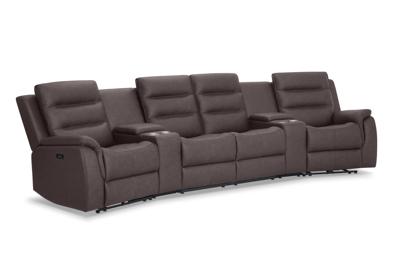 NADAL FABRIC 4 Seater Theatre Suite with 2 Inbuilt Electric Recliners and Console – image 3 of 11
