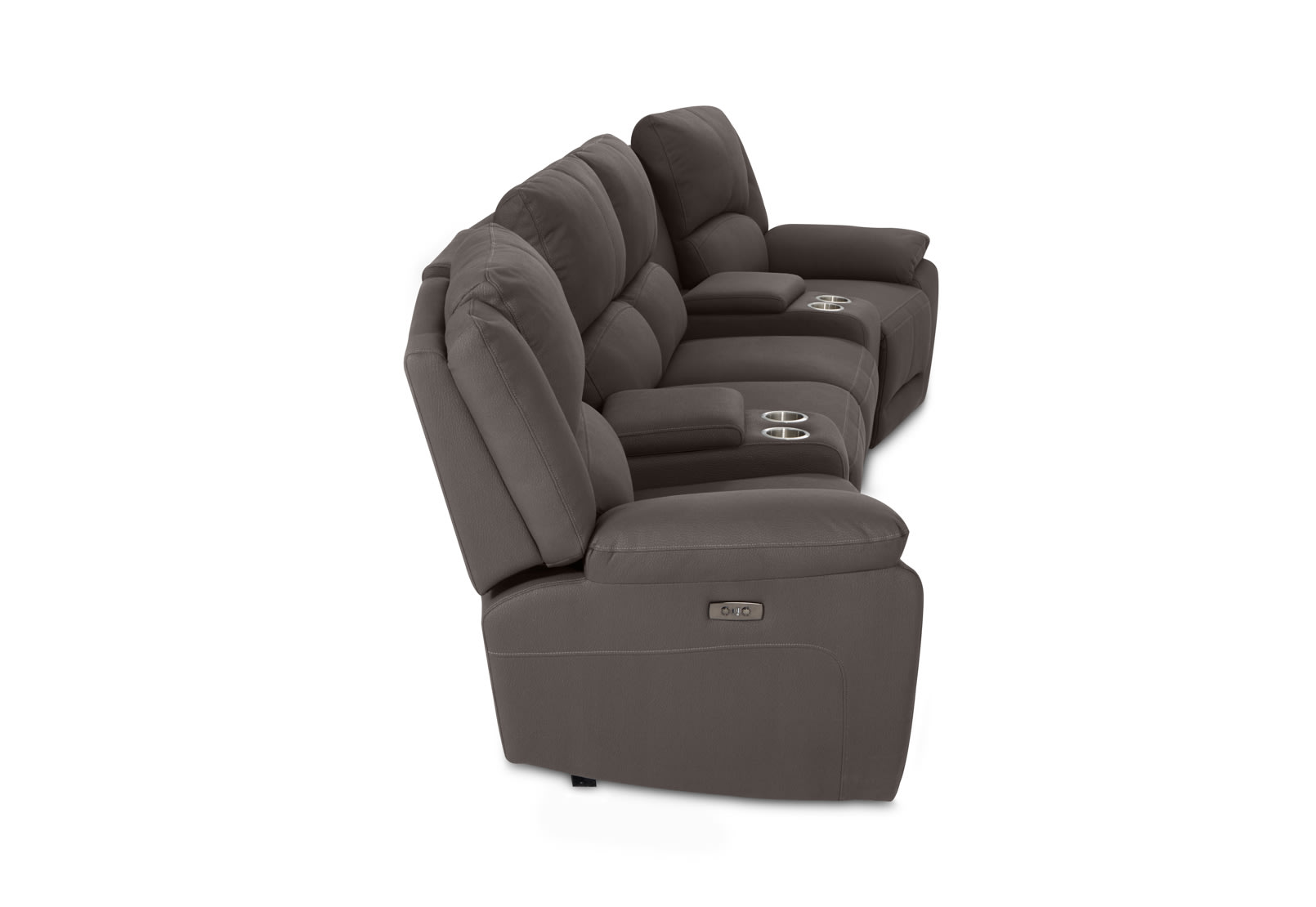RODDICK FABRIC 4 Seater Theatre Suite with 2 Inbuilt Electric Recliners and Console – image 5 of 13