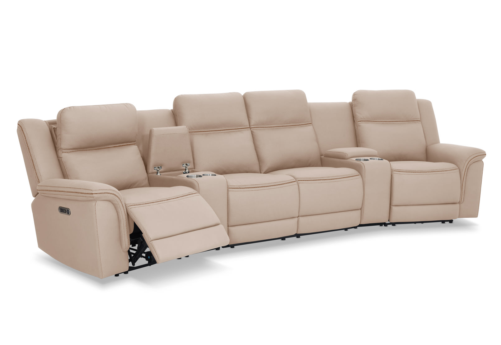 WOLFGANG FABRIC 4 Seater Theatre Suite with Electric Recliners and Console – image 3 of 10