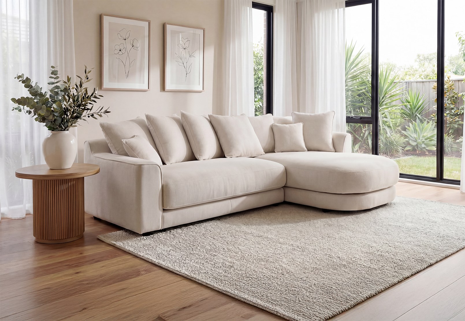 SISLEY FABRIC 3 Seater Lounge with RHF Chaise – image 1 of 11