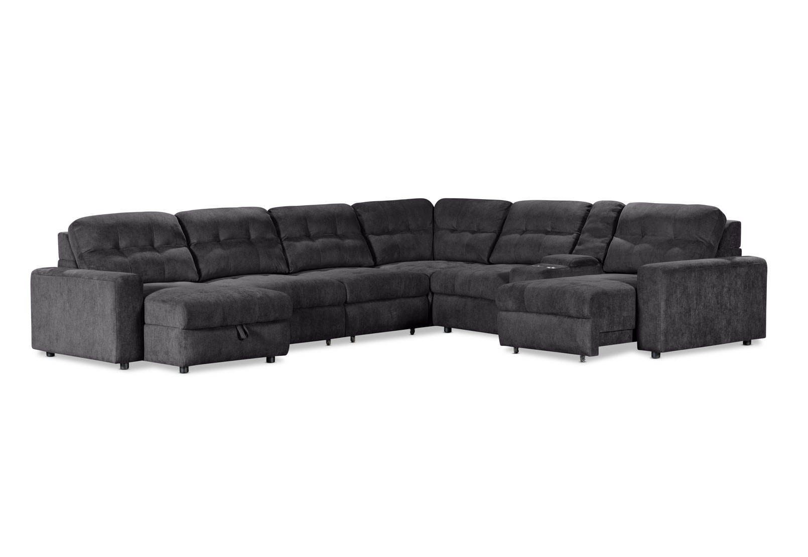 BEVERLY FABRIC 6 Seater Corner Lounge with 3 Electric Slide-out Recliners and LHF Chaise – image 2 of 13