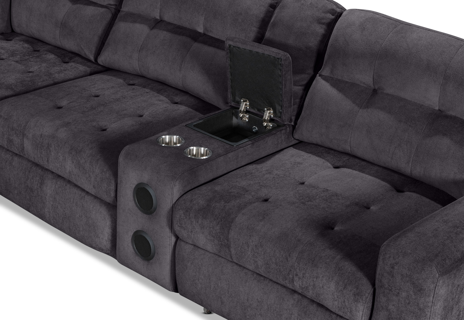 BEVERLY FABRIC 6 Seater Corner Lounge with 3 Electric Slide-out Recliners and LHF Chaise – image 8 of 13