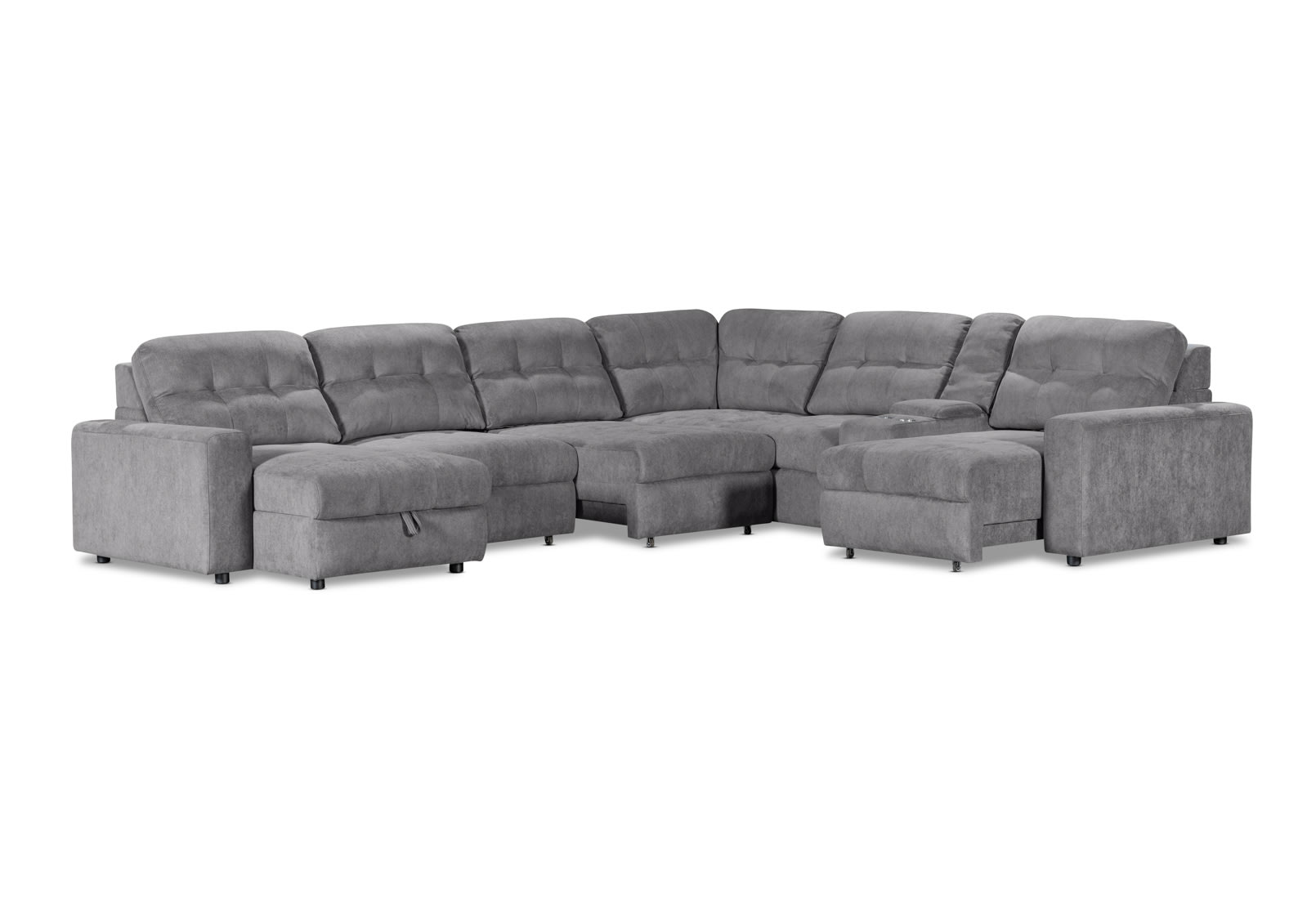 BEVERLY FABRIC 6 Seater Corner Lounge with 3 Electric Slide-out Recliners and LHF Chaise – image 3 of 13