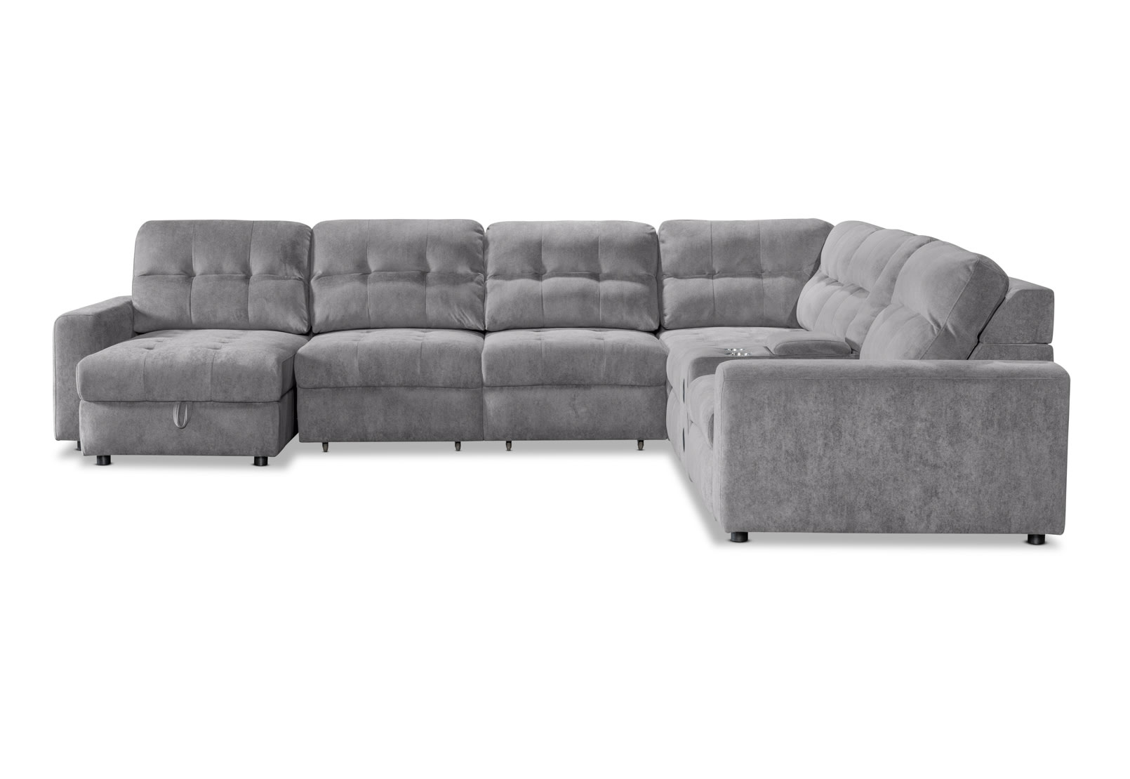 BEVERLY FABRIC 6 Seater Corner Lounge with 3 Electric Slide-out Recliners and LHF Chaise – image 6 of 13