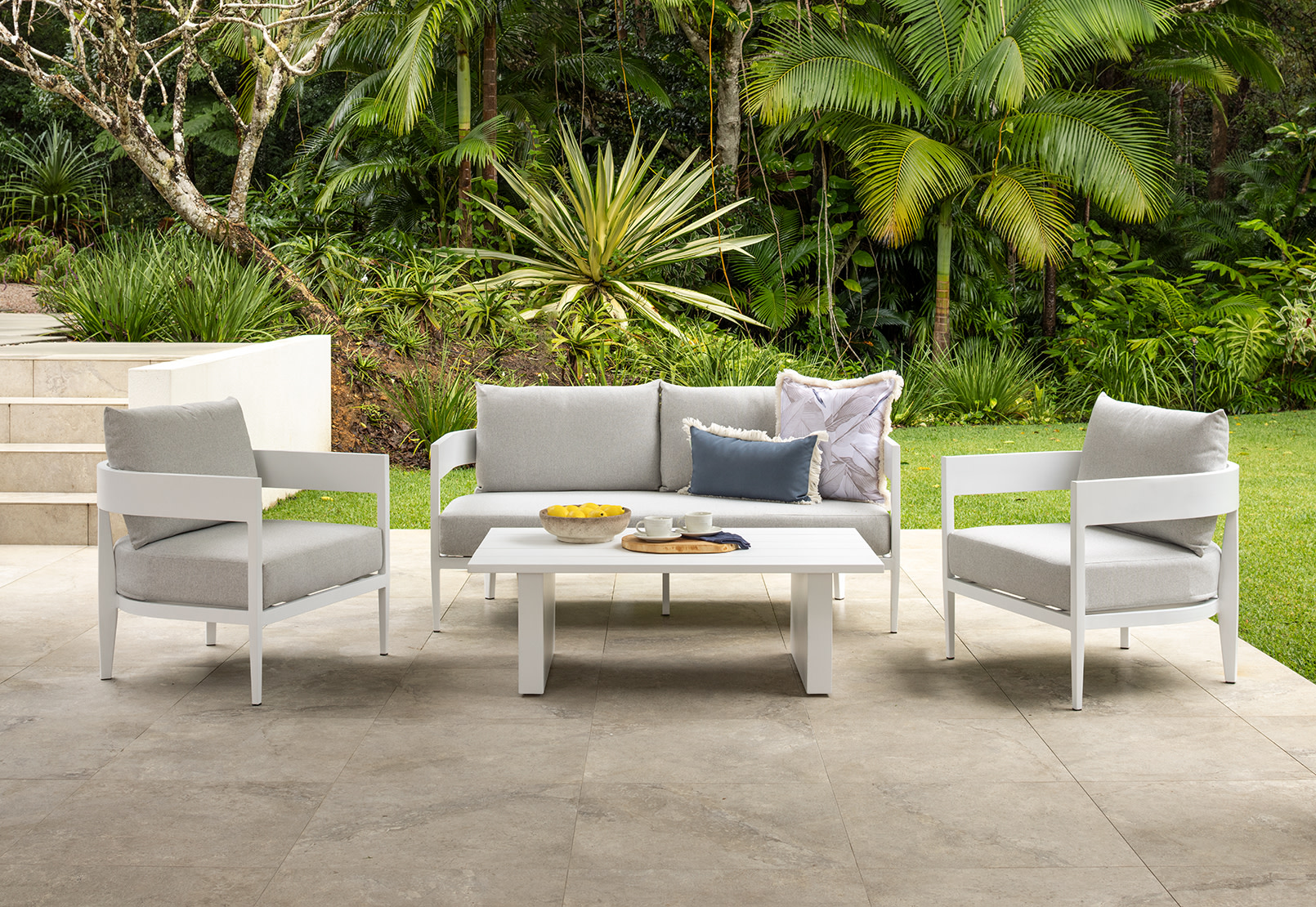 CONJOLA 4 Piece Outdoor Lounge Setting with 2 Seat Sofa – image 1 of 17