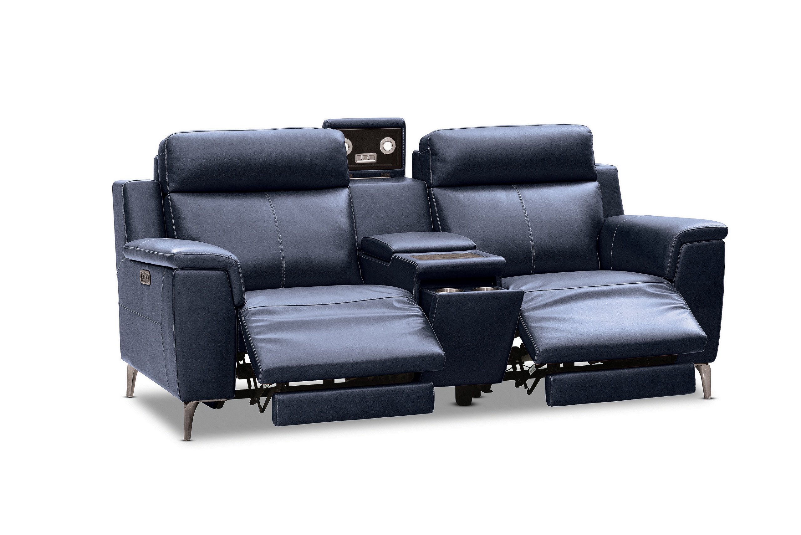 ARISTOTLE Leather 2 Seater Sofa with Console and 2 Inbuilt Electric Recliners – image 3 of 3