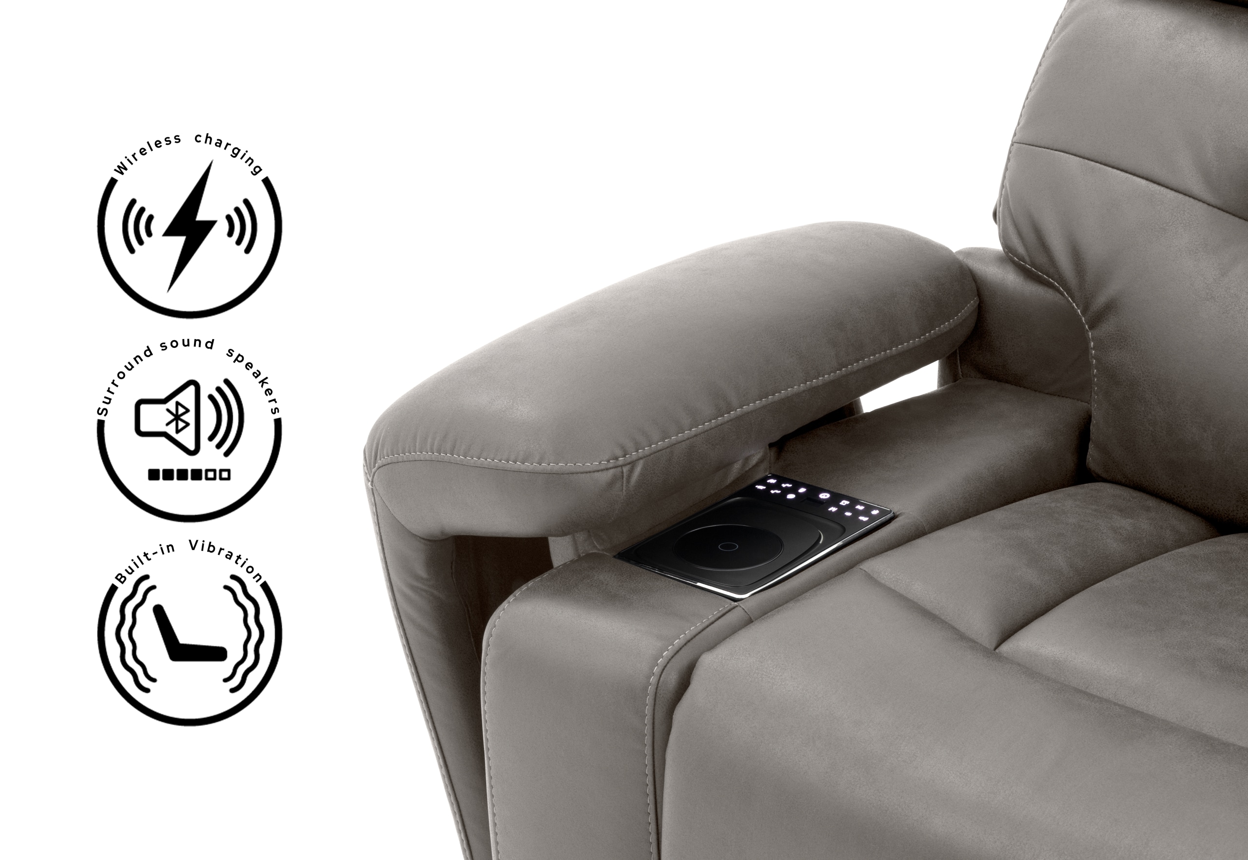 HOLLYWOOD 2 Seater w Electric Recliners Console MEDIA – image 4 of 36