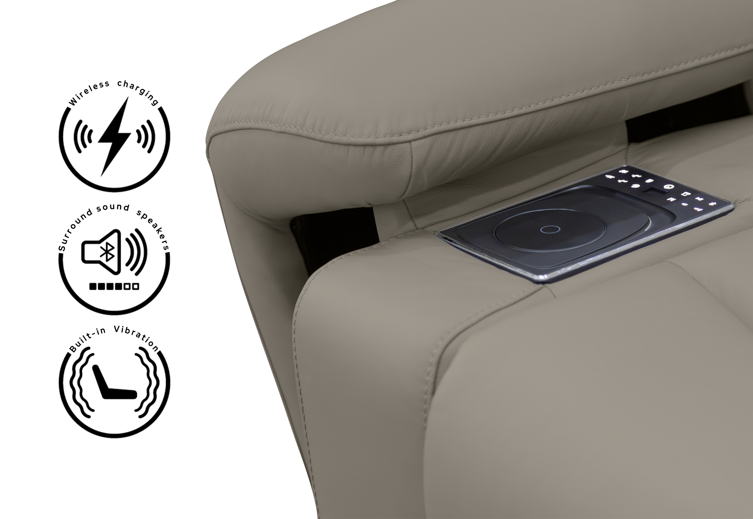 HOLLYWOOD 2 Seater w Elec Recliners Console MEDIA – image 4 of 30