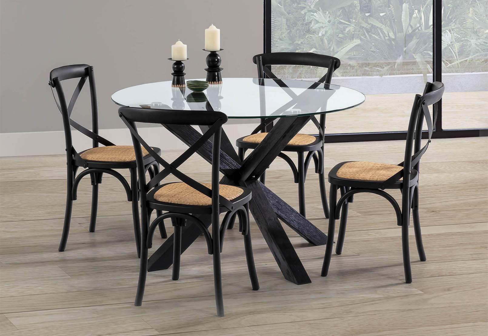 PROMENADE 1200 Round Glass Top Dining Table – image 6 of 7
