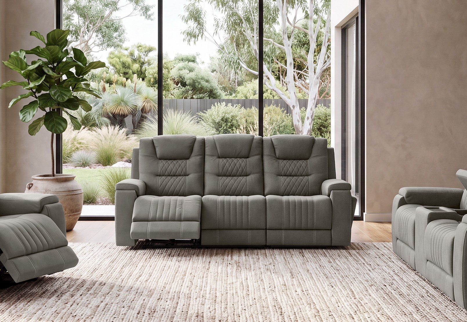 AGASSI FABRIC 3 Seater with Dual Motor Recliner – image 1 of 18