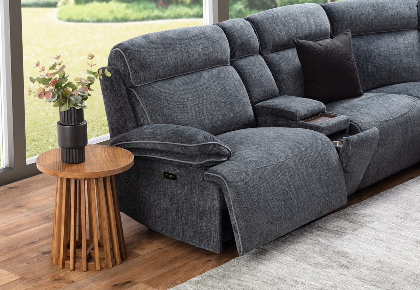 SEYMOUR FABRIC 5 Seater Corner Lounge with LHF Console – image 22 of 23