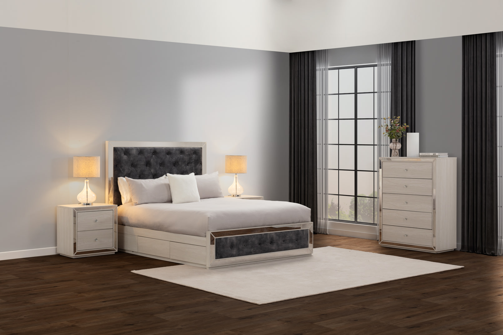 ISMENE 4 Piece Queen Bed Tall Chest Suite – image 4 of 5