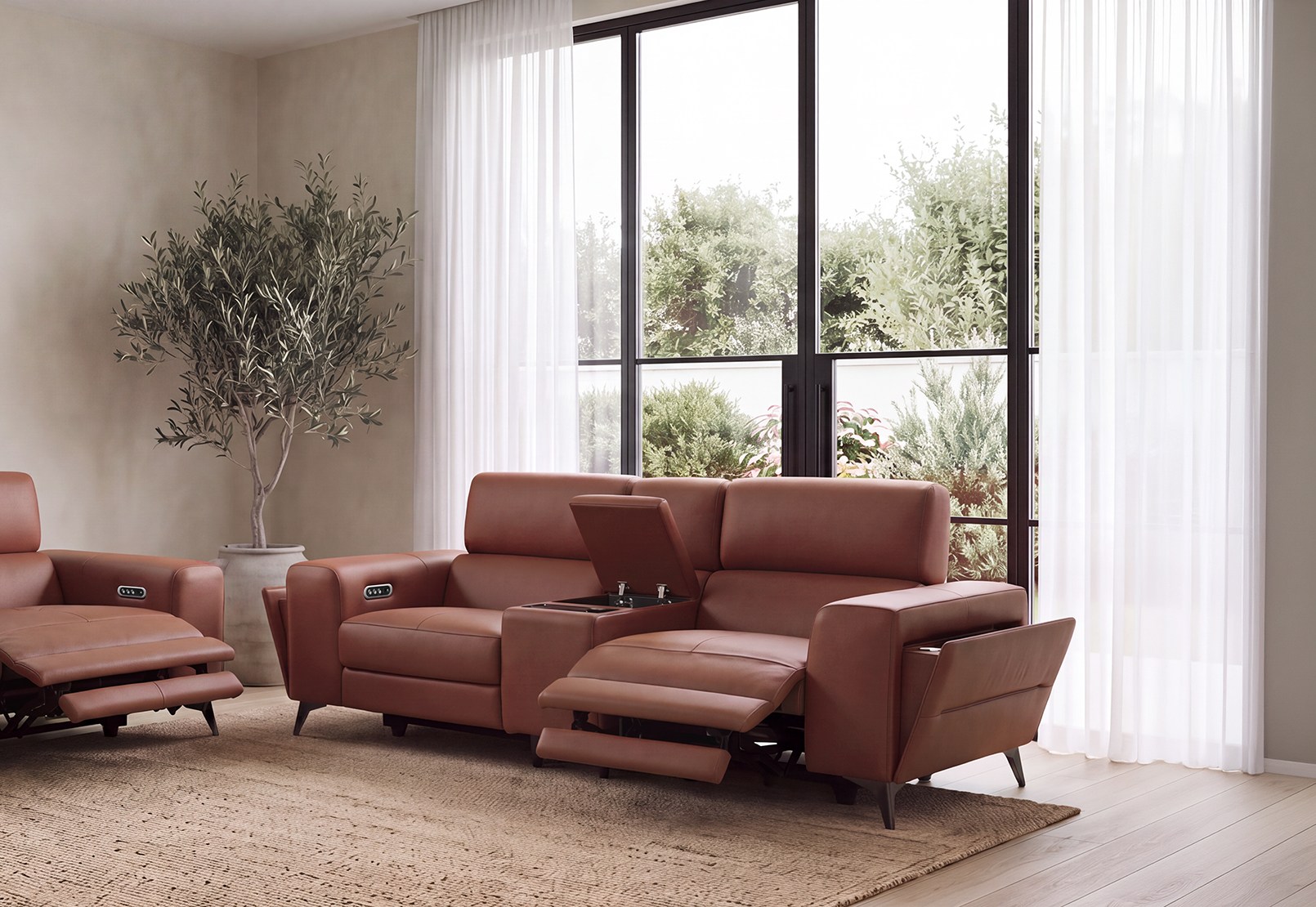 SINATRA LEATHER Media 2 Seater with Inbuilt Electric Recliners – image 1 of 22
