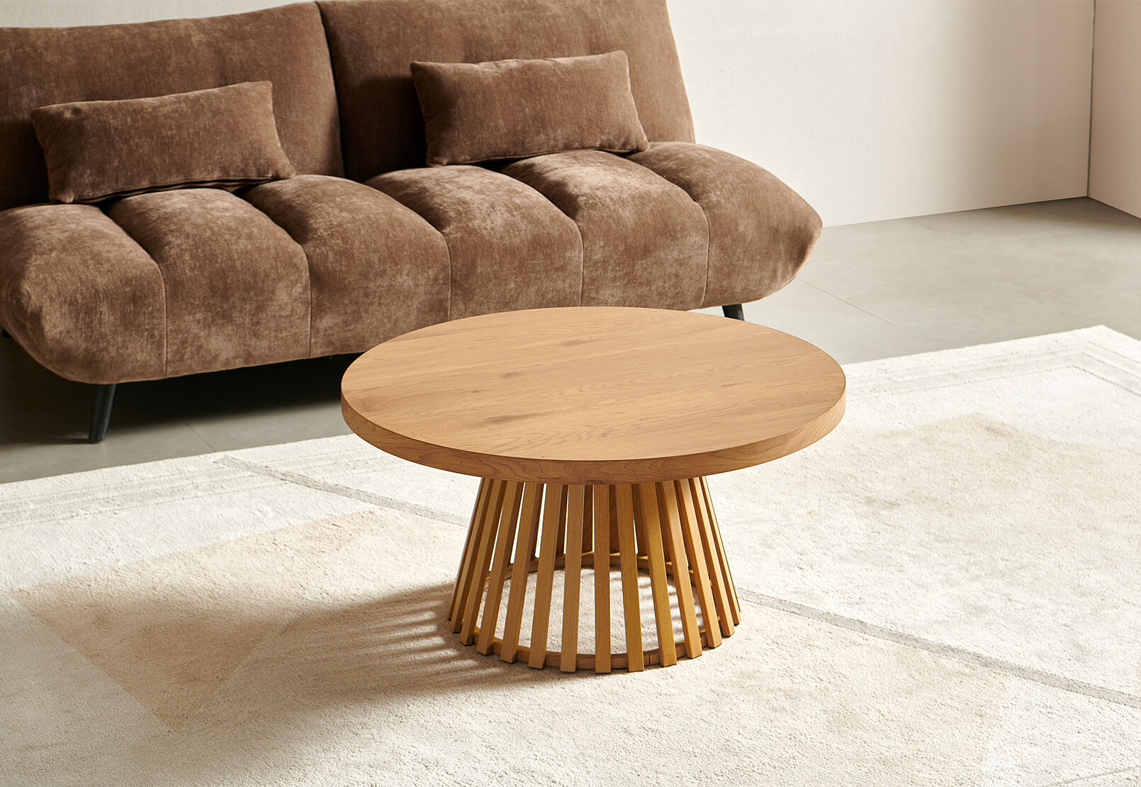 MCGUIRE Oak Round Coffee Table – image 1 of 5