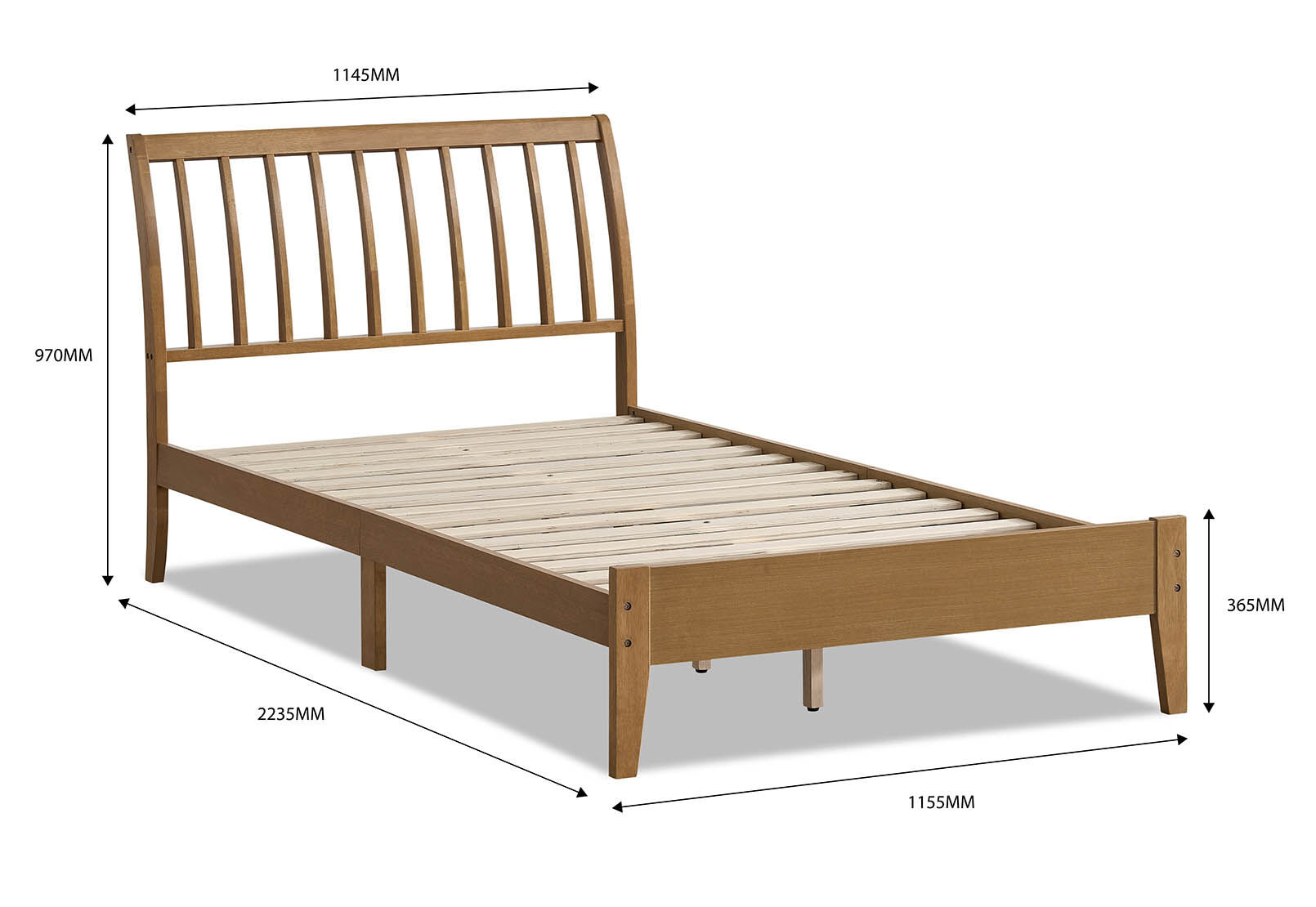 BARRY Light Oak King Single Bed – image 5 of 5