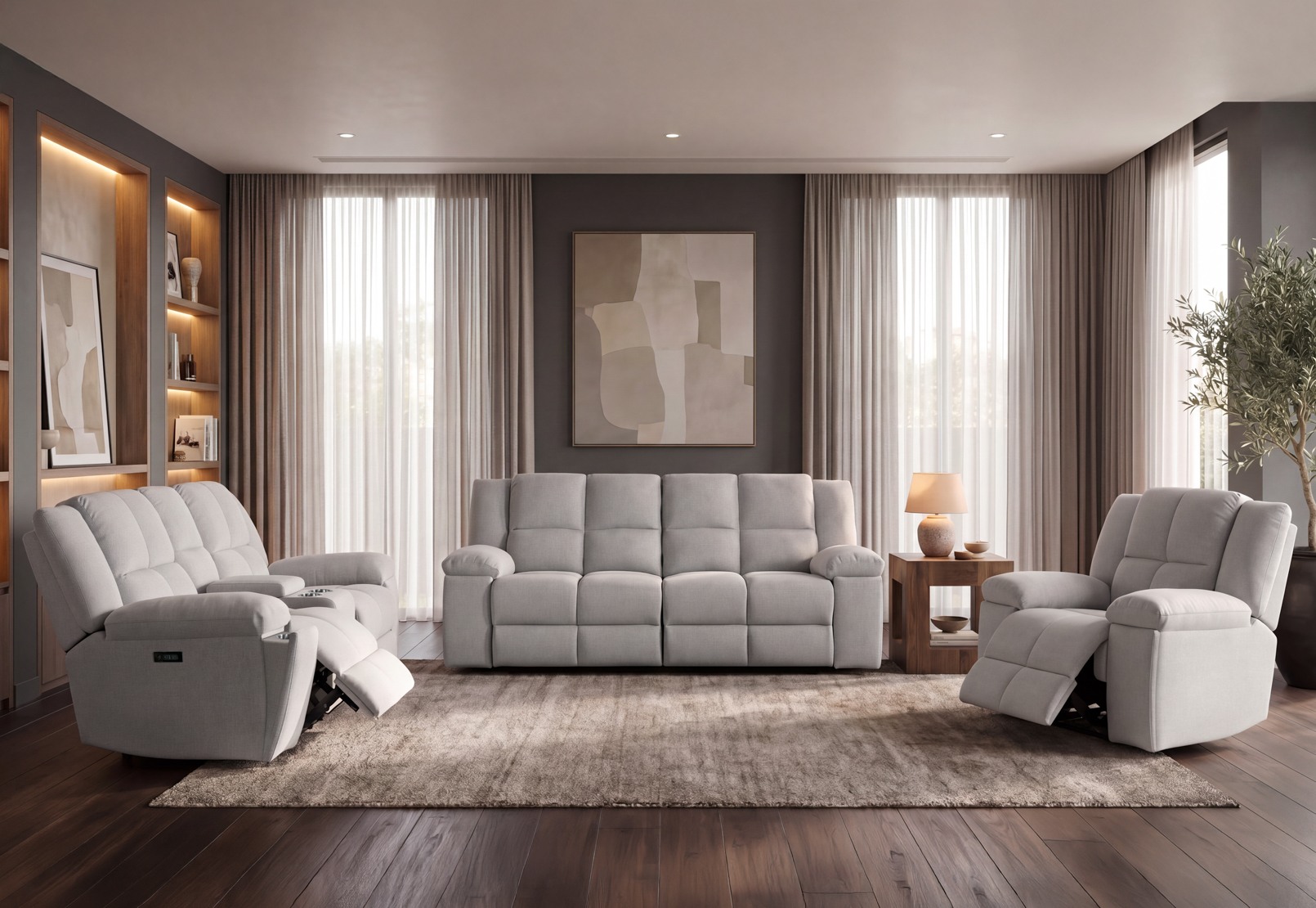 KRAVITZ FABRIC 2 Seater with Electric Recliners and Console – image 10 of 10