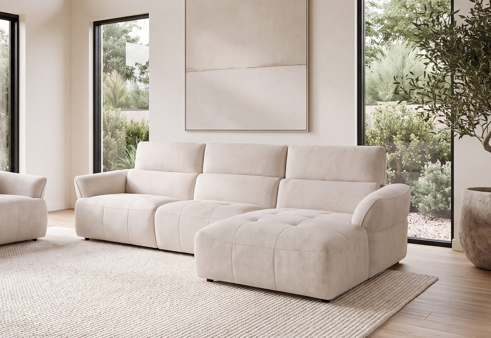 SUMMERVILLE FABRIC 3 Seater RHF Chaise with Inbuilt Electric Recliner – image 1 of 15