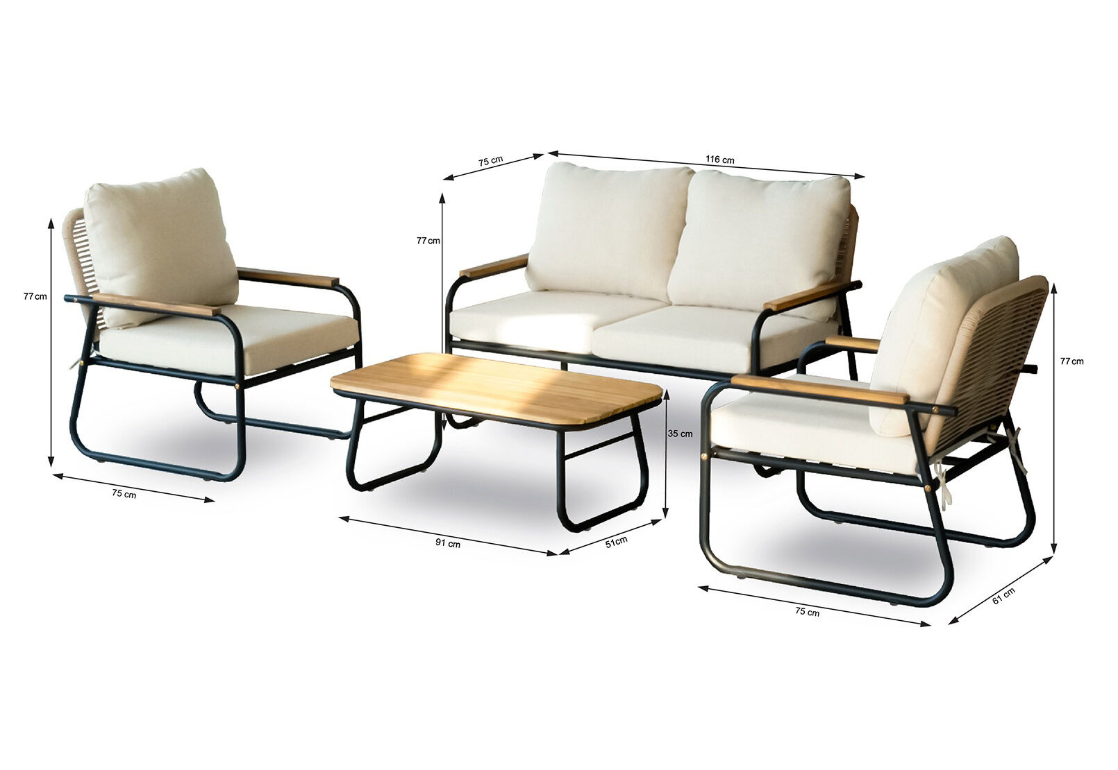 CERVANTES 4 PIECE OUTDOOR LOUNGE SETTING – image 9 of 9