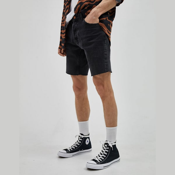 slim fit black shorts