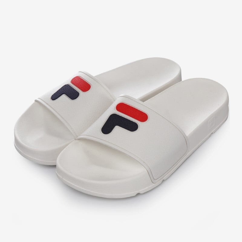 white fila slippers