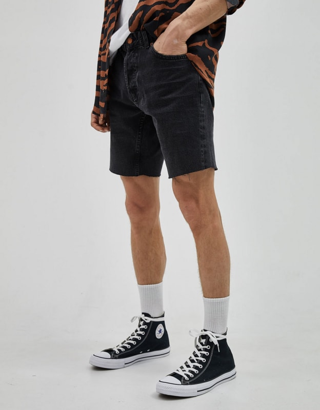 black bermuda denim shorts
