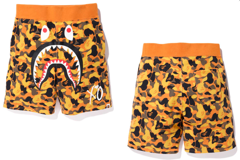 bape yellow camo shorts