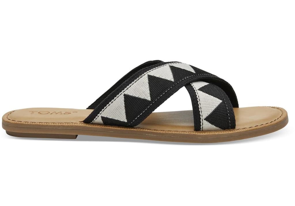 toms black geometric women's viv sandals