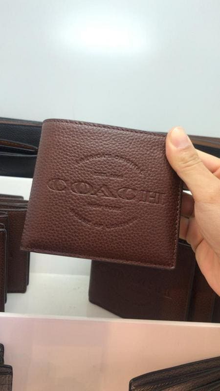 Coach Men S Wallet Bifold Brown Logo