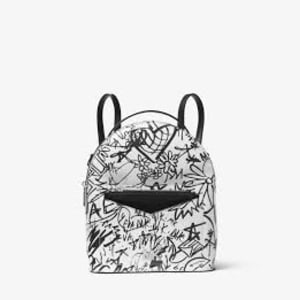 Michael Kors Jessa Small Graffiti Leather Convertible Backpack White