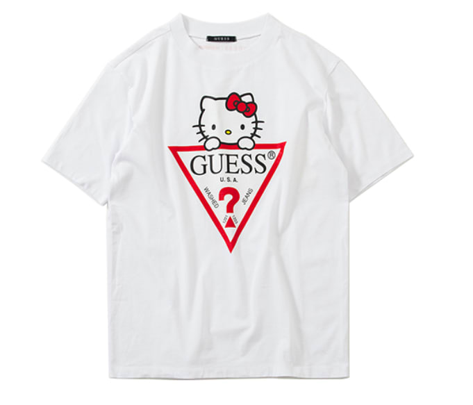 guess triangle logo t shirt