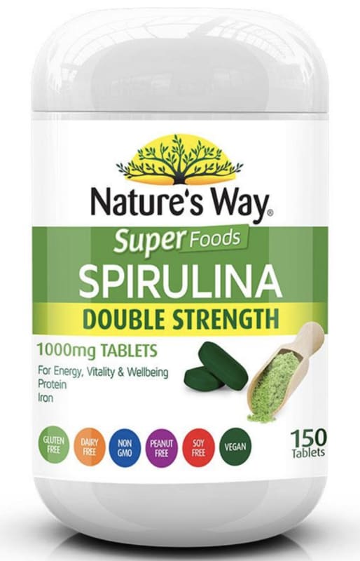nature s way superfoods spirulina double strength 1000mg dietary supplement 150 tablets