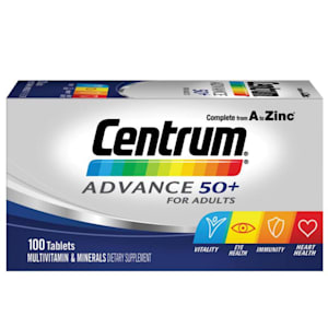 centrum advance 50 multivitamin and minerals dietary supplement 100 tablets