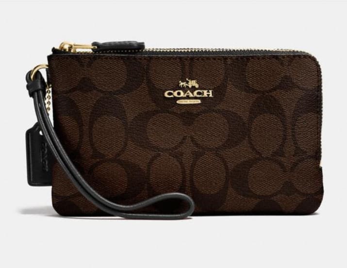 Corner zip wristlet in signature canvas