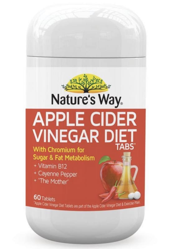 nature s way apple cider vinegar fat metabolism support dietary supplement 60 tablets