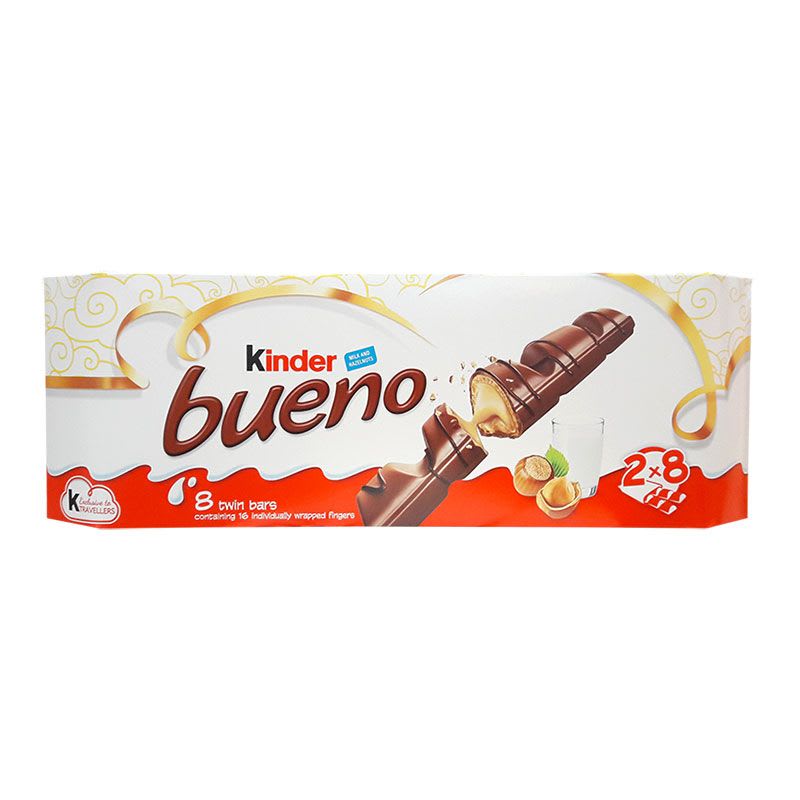 Ferrero Rocher Kinder Bueno Milk And Hazelnuts 8 Twin Bars 344g