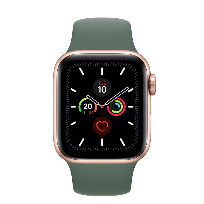 Apple Watch Series 5 Gold Aluminum Case With Sport Band Pine Green 44mm