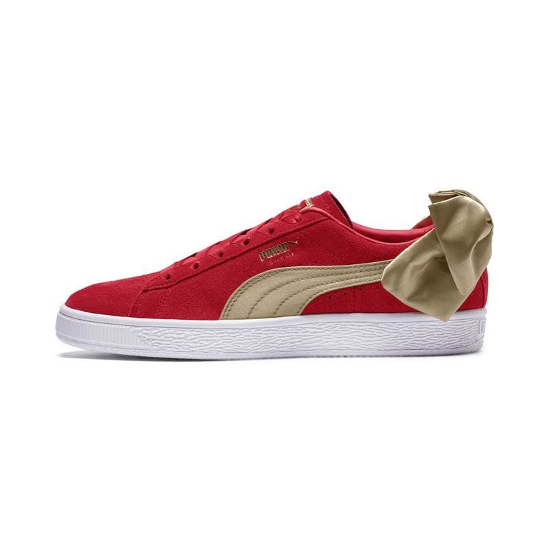 puma suede with ribbon