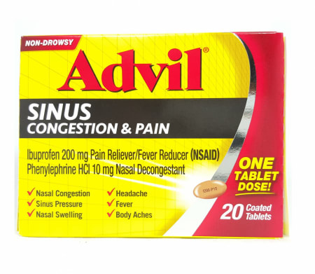 Advil Sinus Congestion Pain Relief Coated Tablets 20 Tablets