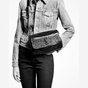 Saint Laurent Niki Body Bag In Crinkled Vintage Leather