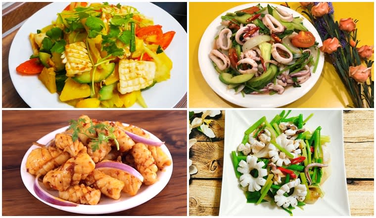 Đĩa mực xào giòn ngọt cùng rau củ