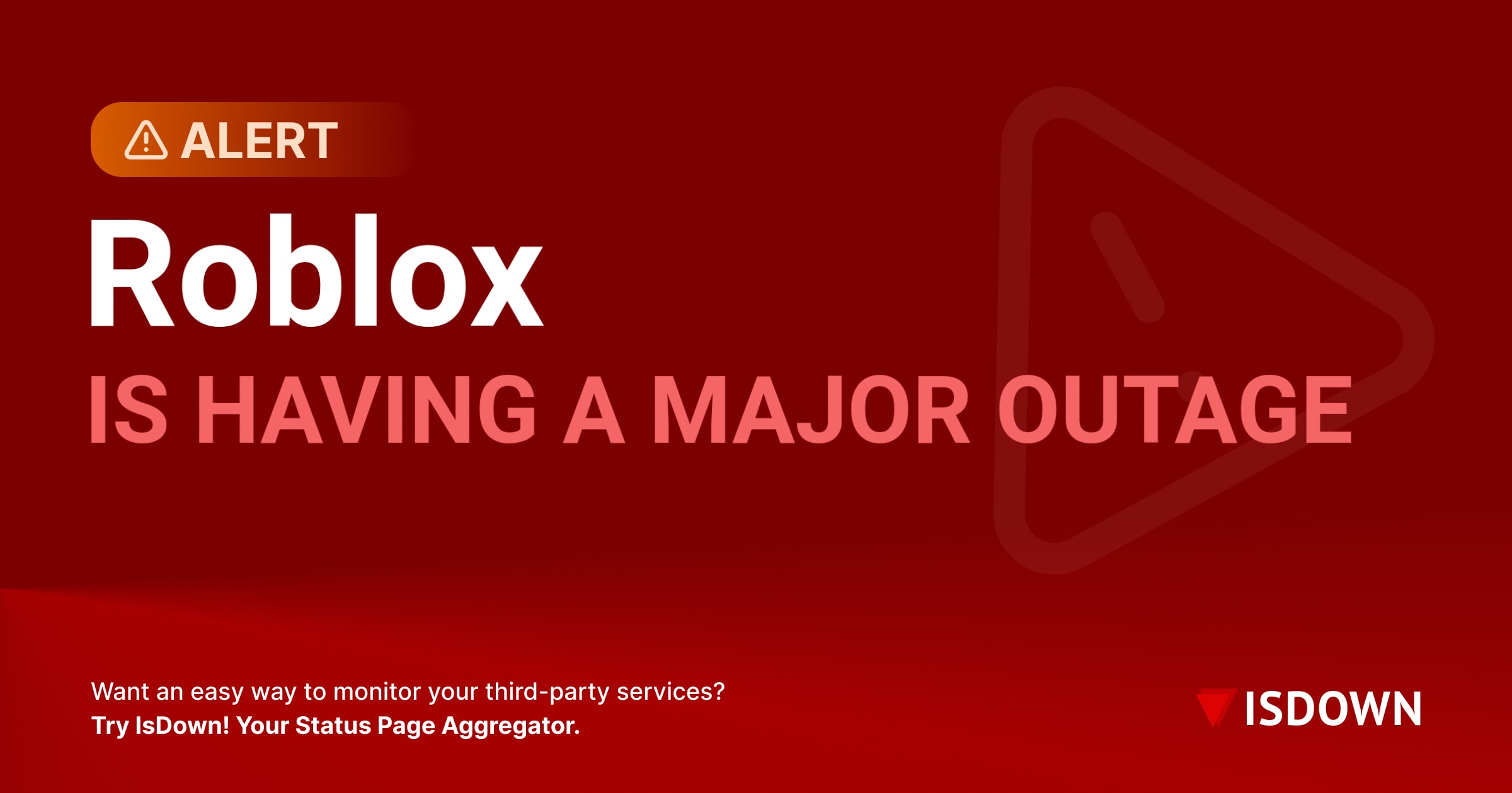 IsDown의 Roblox 장애 표기 이미지