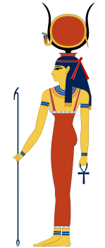 An iconography of hathor partly based on images from the tomb of Nefertari, the main wife of the pharaoh Rameses II (Rameses the great). This work is by Jeff Dahl.