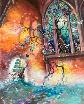 Church and ship image by author