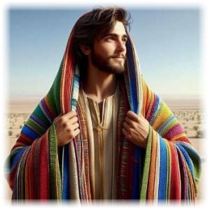 main wearing multi-colored mantle (Joseph)